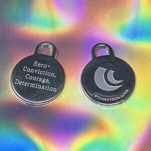 Tiffany & Co 925 Sterling Silver Hero Conviction Courage Key Charm 2pc Lot